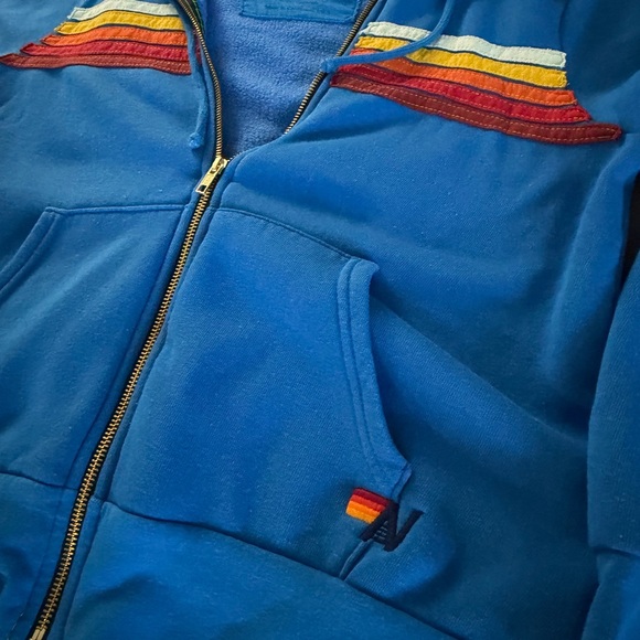 Bundle / lot Aviator Nation Blue Jogger Set with Rainbow Stripes - small - Picture 3 of 8